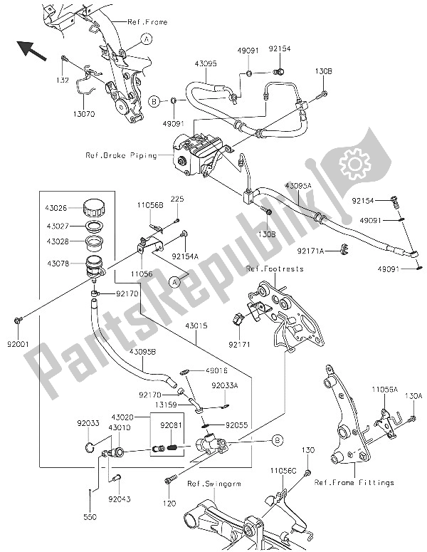 All parts for the Rear Master Cylinder of the Kawasaki Vulcan S ABS 650 2016