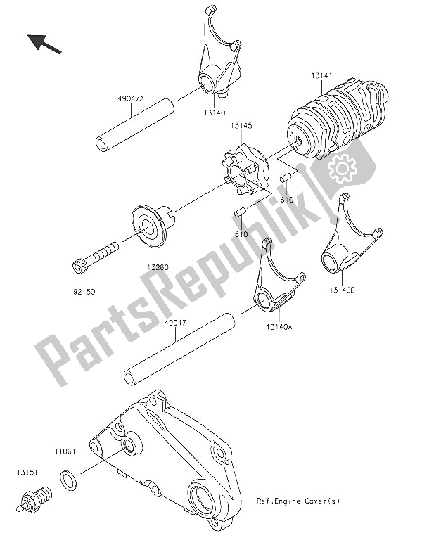Tutte le parti per il Tamburo Cambio E Forcella / E Cambio del Kawasaki Z 250 SL ABS 2016