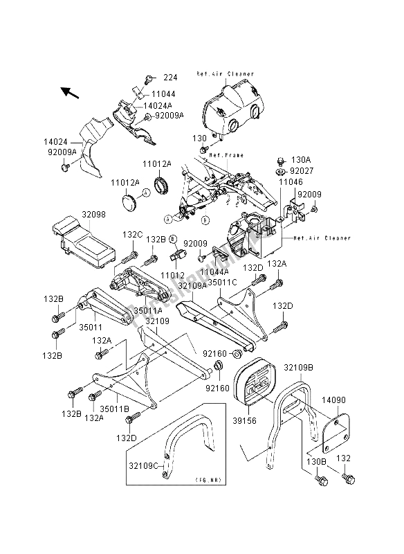 All parts for the Battery Case of the Kawasaki Eliminator 600 1995