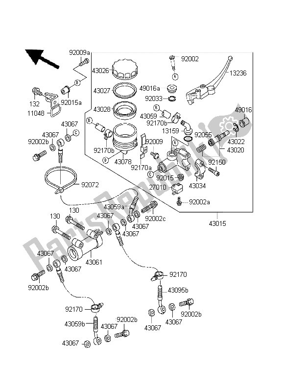 Tutte le parti per il Pompa Freno Anteriore del Kawasaki Ninja ZX 7R 750 1999