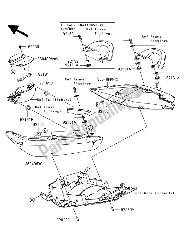 Alle onderdelen voor de Stoelhoes van de Kawasaki ER 6N 650 2006