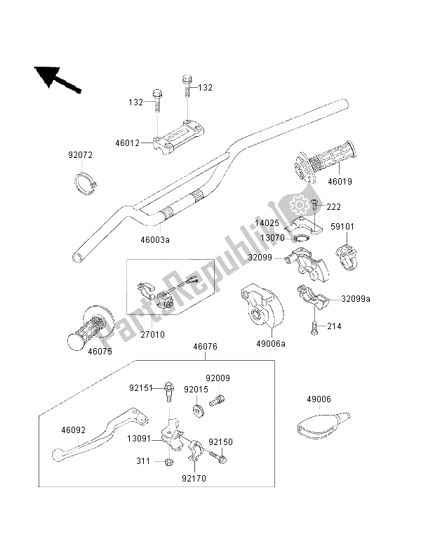 Todas as partes de Guidão do Kawasaki KX 500 2001