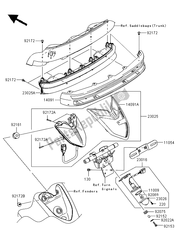 Toutes les pièces pour le Feu Arrière du Kawasaki VN 1700 Voyager ABS 2012