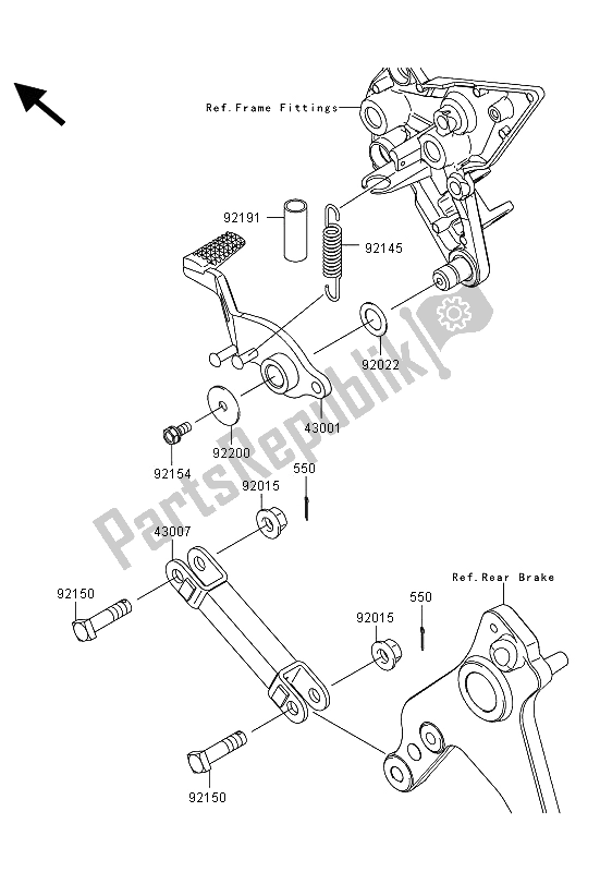 Alle onderdelen voor de Rempedaal van de Kawasaki Z 1000 SX ABS 2013