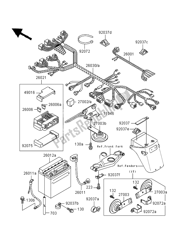 Toutes les pièces pour le Châssis équipement électrique du Kawasaki GPZ 500S 1997