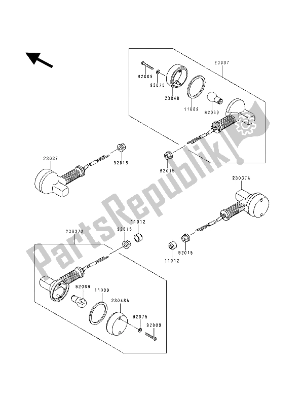 Toutes les pièces pour le Clignotant du Kawasaki KDX 125 1990