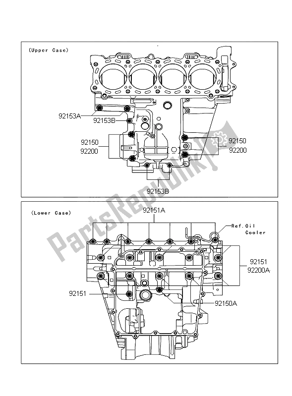 All parts for the Crankcase Bolt Pattern of the Kawasaki Ninja ZX 10R 1000 2009
