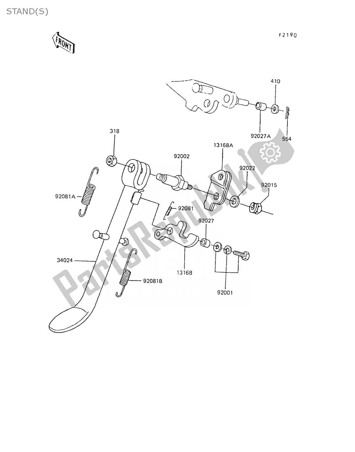 All parts for the Stand(s) of the Kawasaki AR 80 1990