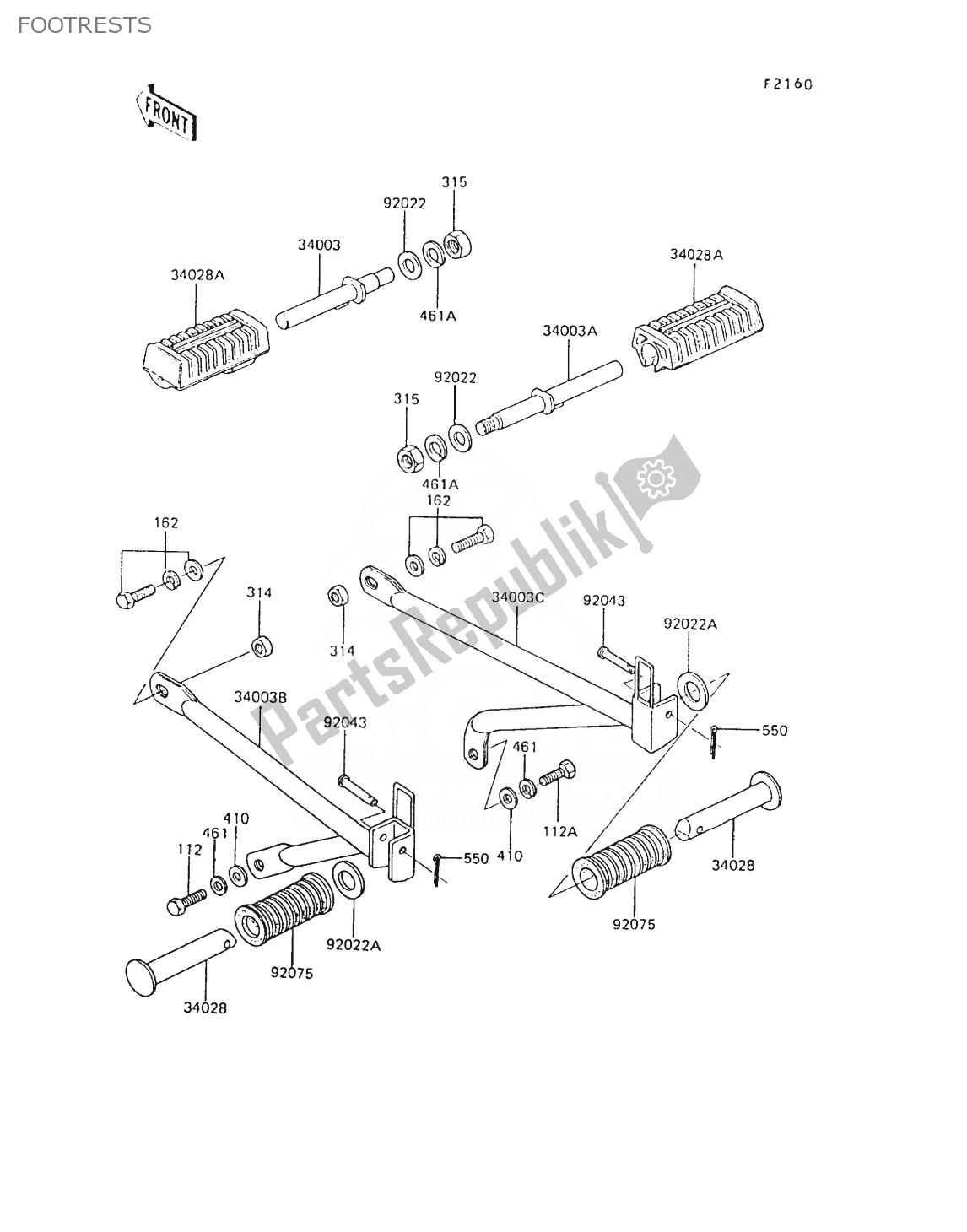 All parts for the Footrests of the Kawasaki AR 80 1989