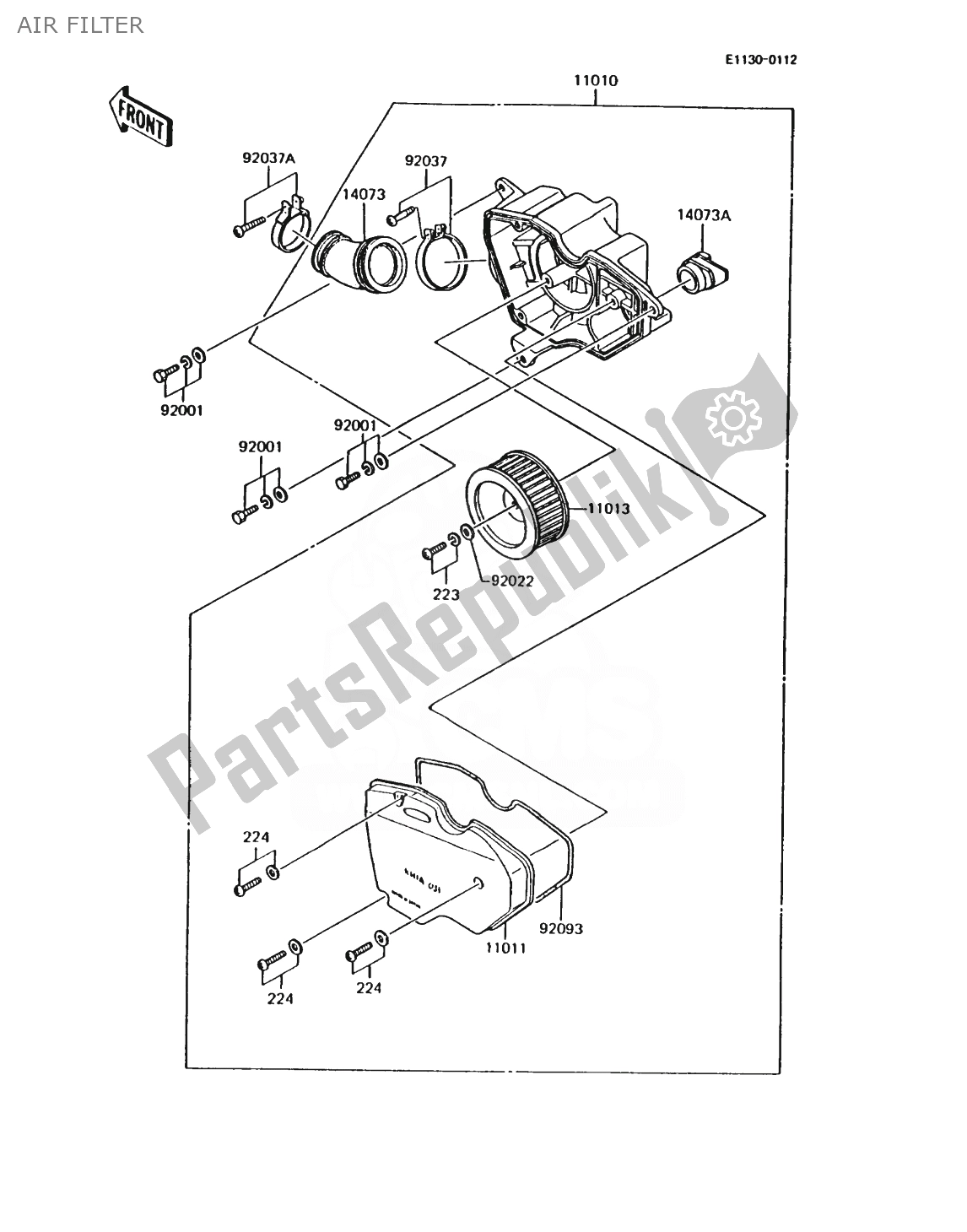 Alle onderdelen voor de Luchtfilter van de Kawasaki AR 125 1988