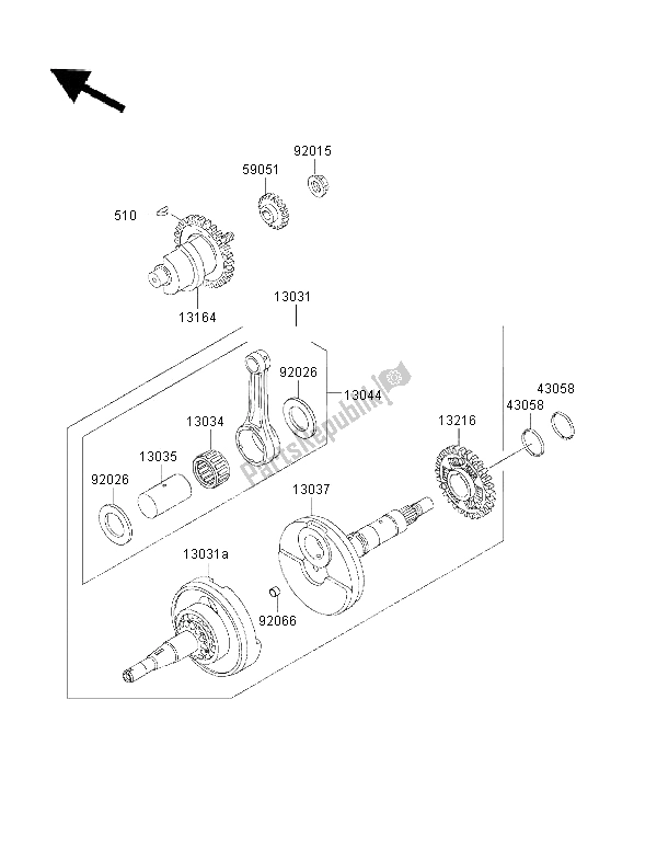 All parts for the Crankshaft of the Kawasaki KVF 300 2000