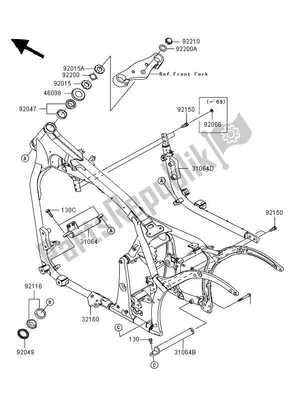 All parts for the Frame of the Kawasaki VN 900 Classic 2006