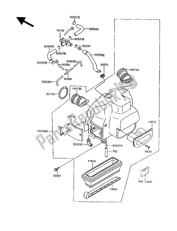 Alle onderdelen voor de Luchtfilter van de Kawasaki 1000 GTR 1994