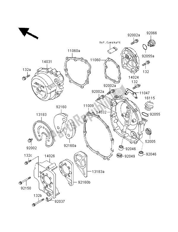 All parts for the Engine Cover of the Kawasaki ZXR 400 1997