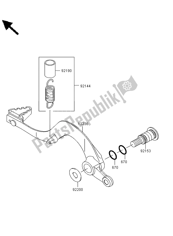 All parts for the Brake Pedal of the Kawasaki KLX 450R 2011