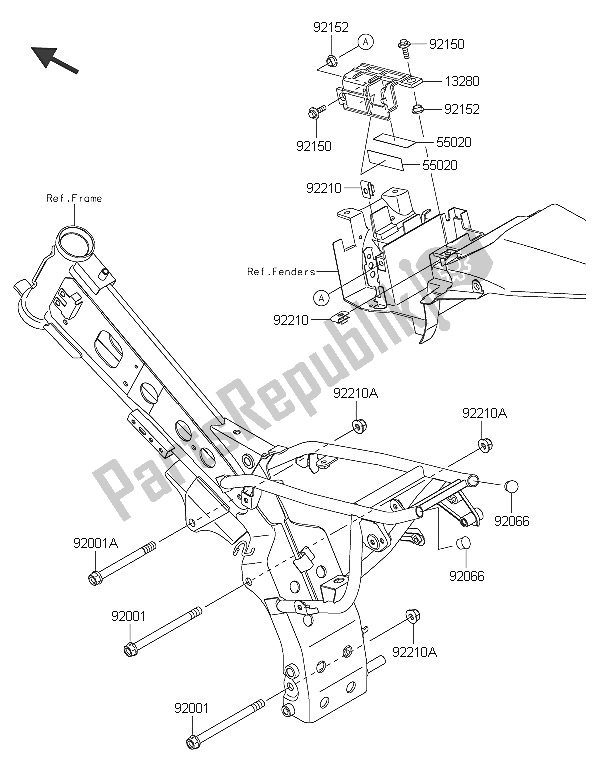 Tutte le parti per il Supporto Del Motore del Kawasaki KLX 110 2016