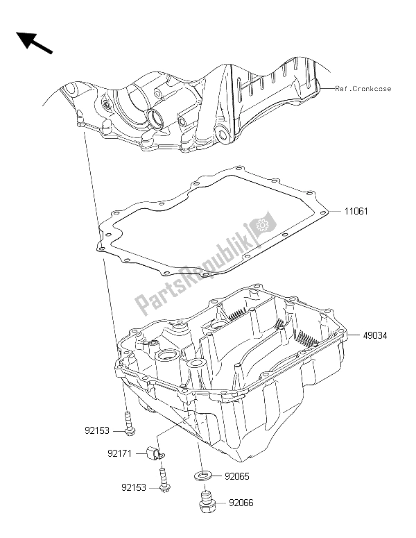 All parts for the Oil Pan of the Kawasaki Ninja ZX 10R ABS 1000 2015