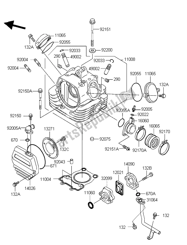 Toutes les pièces pour le Culasse du Kawasaki Eliminator 125 2003