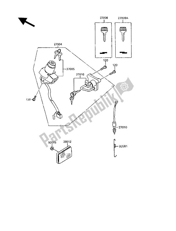 Tutte le parti per il Interruttore Di Accensione del Kawasaki KLR 600 1991