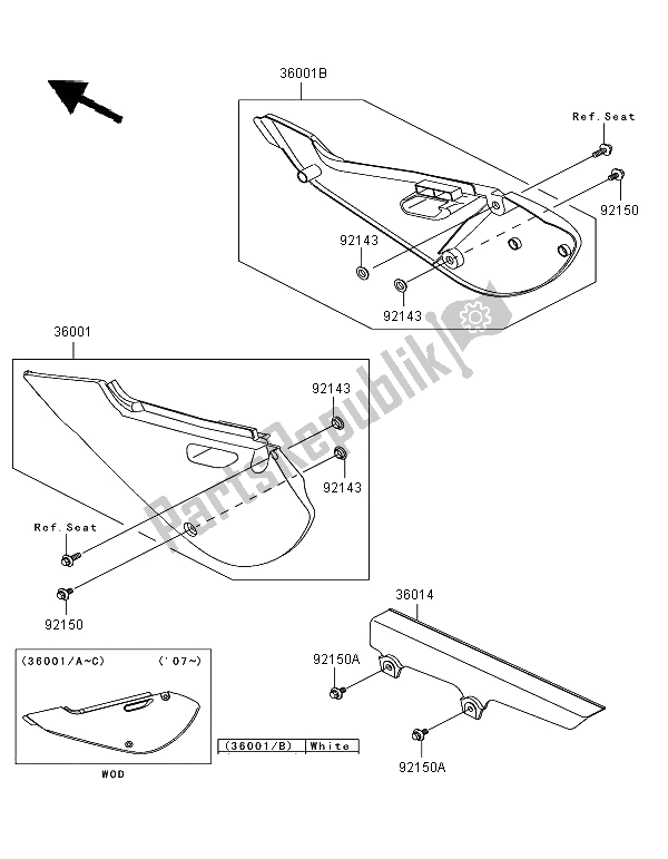 Toutes les pièces pour le Couvercles Latéraux Et Couvre Chaîne du Kawasaki KLX 110 2008