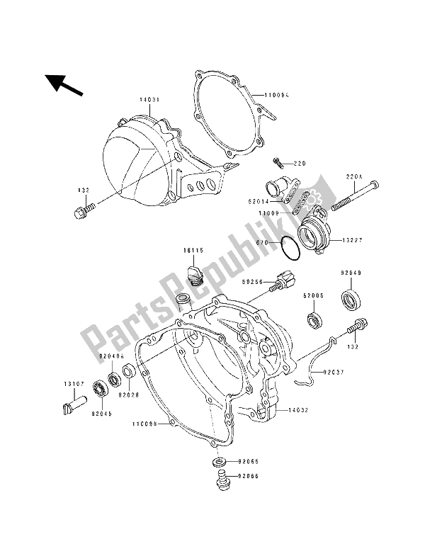 Tutte le parti per il Coperchio Del Motore del Kawasaki KX 60 1993