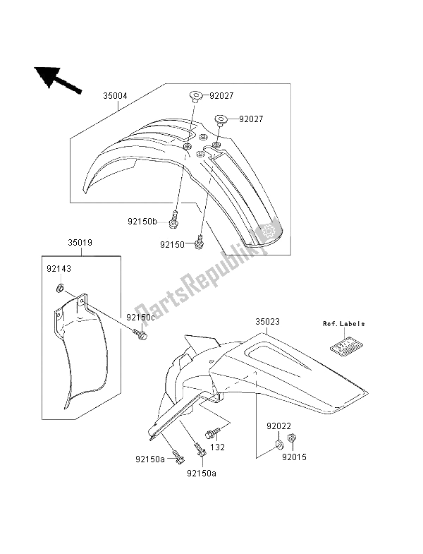 Todas las partes para Defensas de Kawasaki KX 250 2001