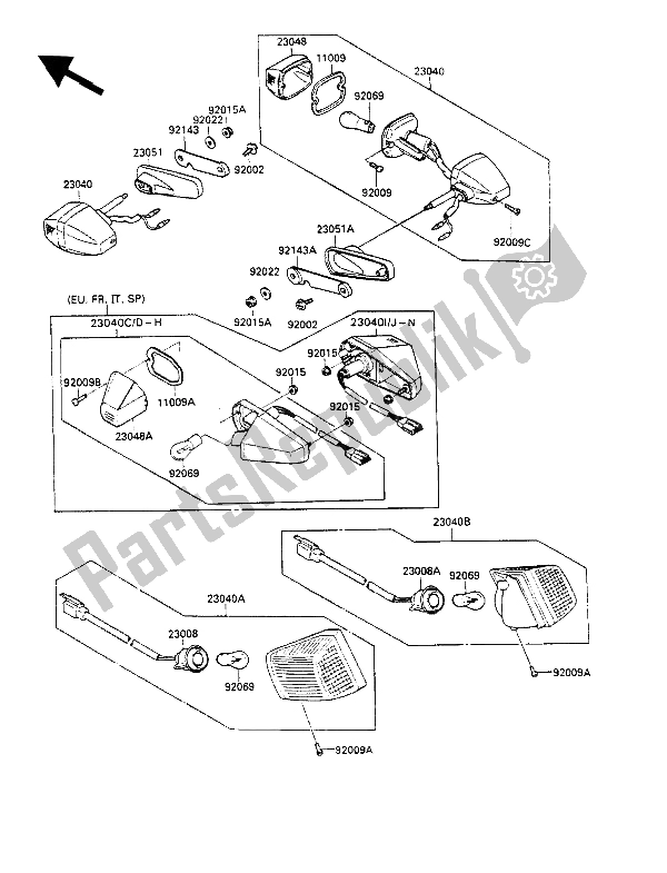 Todas las partes para Señales De Giro de Kawasaki GPX 600R 1988