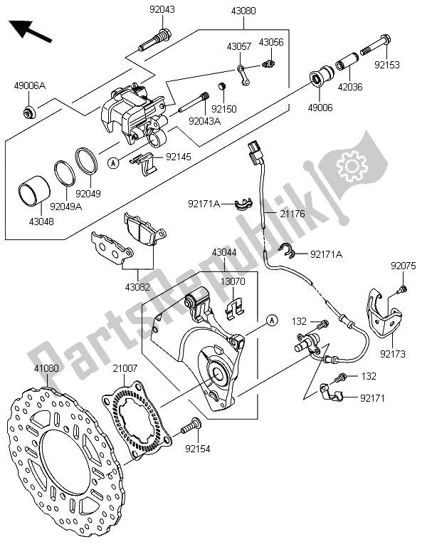 Toutes les pièces pour le Frein Arriere du Kawasaki Z 800 ABS BEF 2014