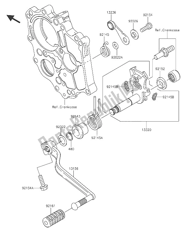 Wszystkie części do Mechanizm Zmiany Biegów Kawasaki ER 6F 650 2016