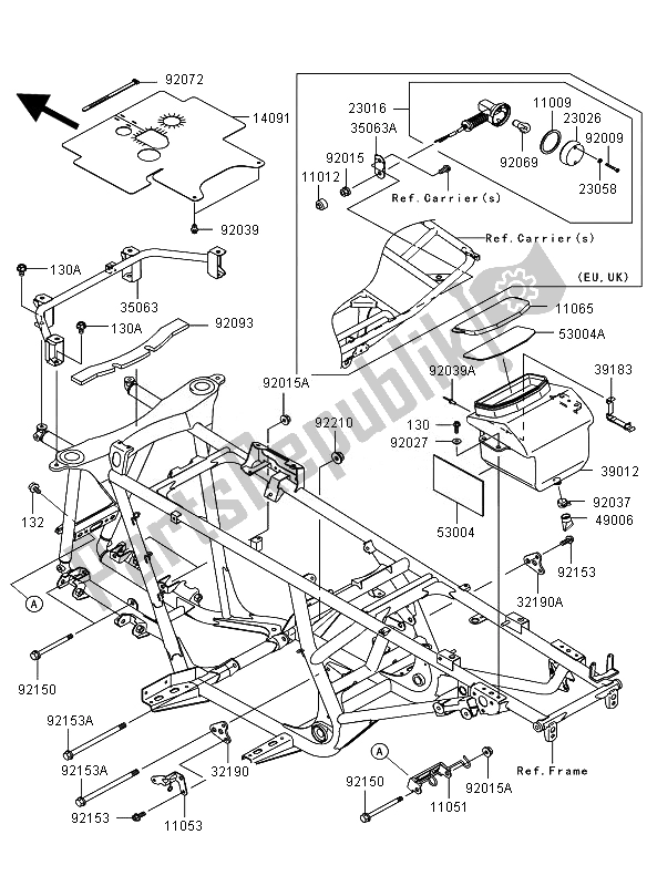All parts for the Frame Fittings of the Kawasaki KVF 650 4X4 2007