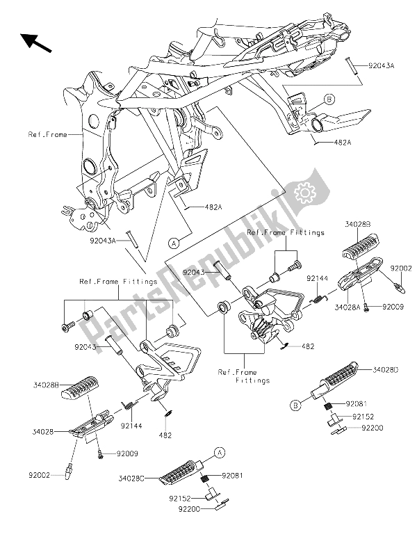 Alle onderdelen voor de Voetsteunen van de Kawasaki Z 250 SL ABS 2015