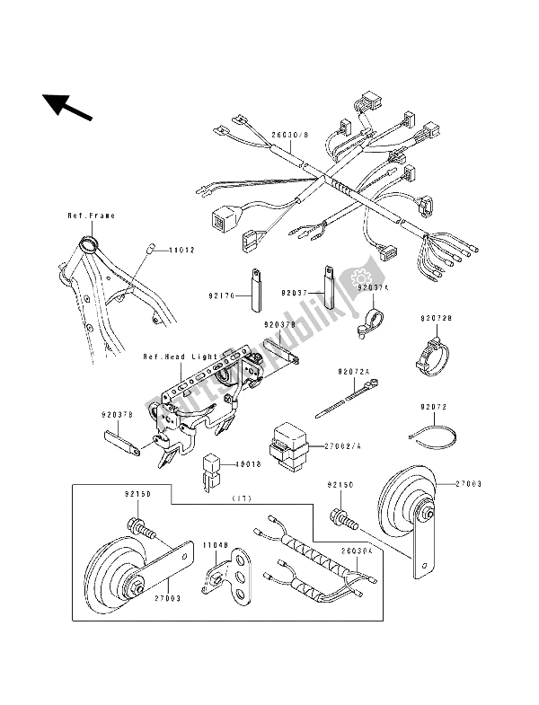 All parts for the Chassis Electrical Equipment of the Kawasaki KLX 250 1993