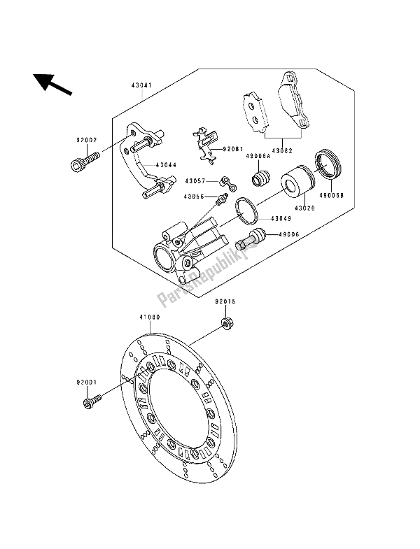 All parts for the Front Brake of the Kawasaki KLR 250 1994