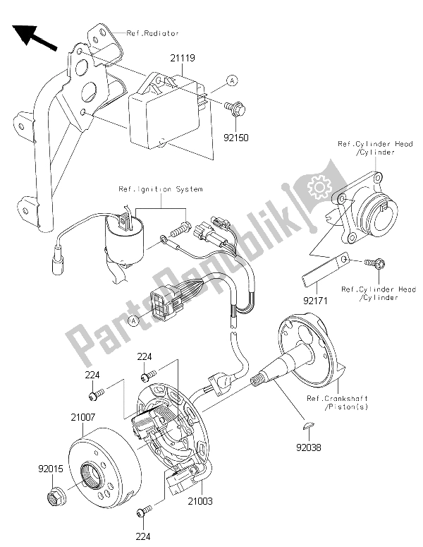 All parts for the Generator of the Kawasaki KX 85 LW 2015