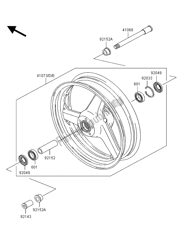 Tutte le parti per il Mozzo Anteriore del Kawasaki Ninja ZX 12R 1200 2003