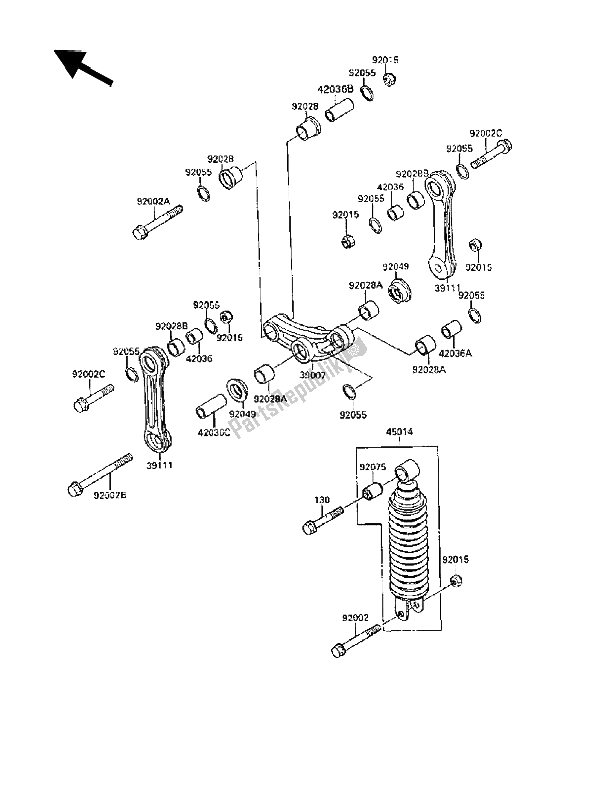 Alle onderdelen voor de Ophanging En Schokdemper van de Kawasaki GPX 250R 1989