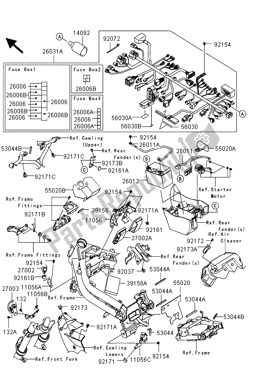 Todas las partes para Equipo Eléctrico Del Chasis de Kawasaki ER 6F ABS 650 2013