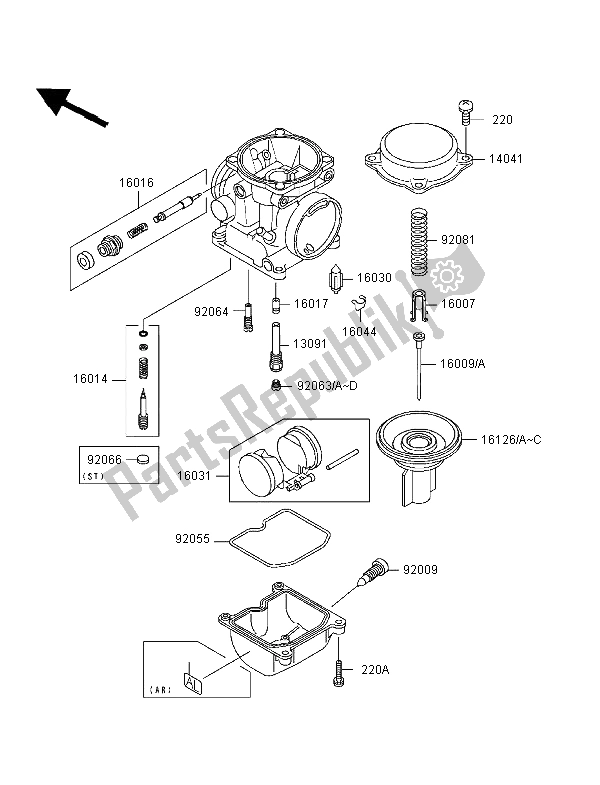 All parts for the Carburetor Parts of the Kawasaki EN 500 1998