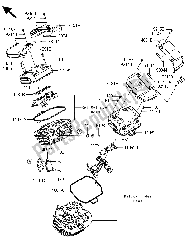 Todas las partes para Cubierta De Tapa De Cilindro de Kawasaki VN 1700 Voyager ABS 2013
