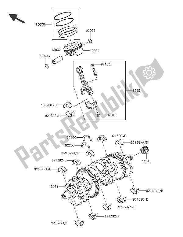 All parts for the Crankshaft & Piston(s) of the Kawasaki Ninja ZX 10R ABS 1000 2016