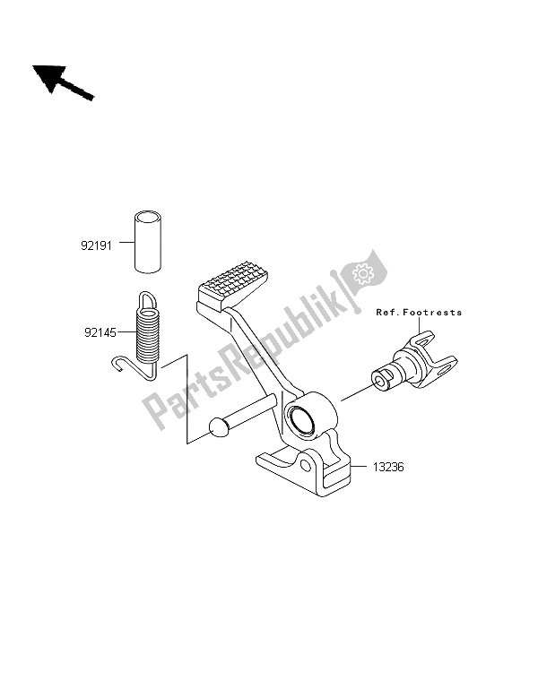 Alle onderdelen voor de Rempedaal van de Kawasaki Z 750R 2011