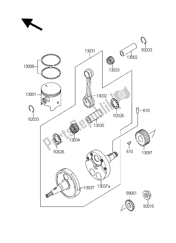 All parts for the Crankshaft & Piston of the Kawasaki KDX 200 1996