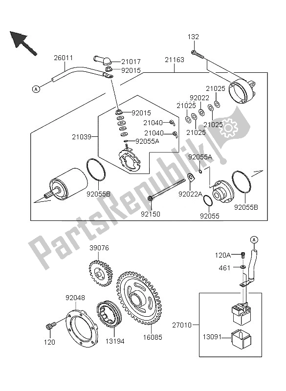 Tutte le parti per il Motorino Di Avviamento del Kawasaki KFX 700 2005