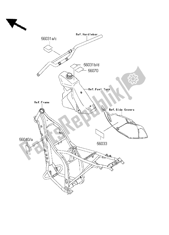 Tutte le parti per il Etichette del Kawasaki KLX 300R 2001