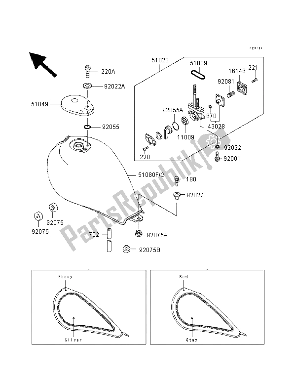 Tutte le parti per il Serbatoio Di Carburante del Kawasaki EN 500 1995