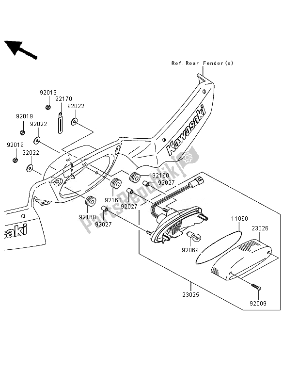All parts for the Taillight of the Kawasaki KVF 750 4X4 2007