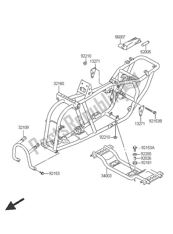 Tutte le parti per il Telaio del Kawasaki KFX 50 2005