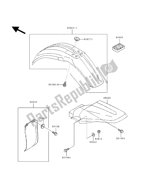 Todas las partes para Defensas de Kawasaki KX 80 SW LW 1994 Todas las partes para Defensas de Kawasaki KX 80 SW LW 1994