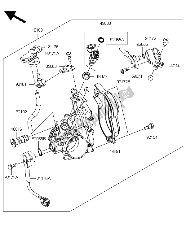 All parts for the Throttle of the Kawasaki KX 450 2013