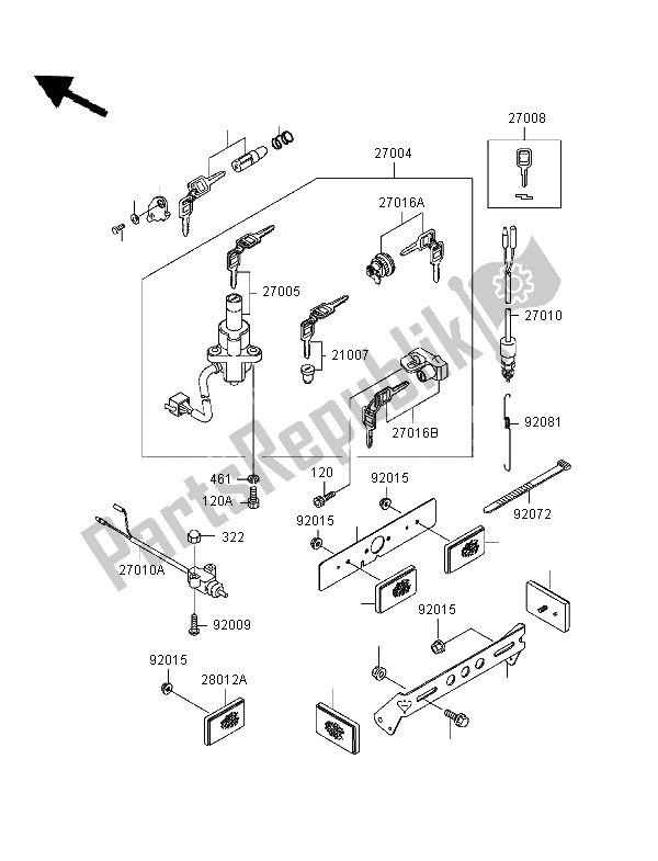All parts for the Ignition Switch of the Kawasaki EL 252 1997